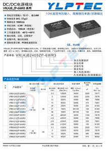 VRB2405ZP-6WR3  10W,超寬電壓輸入，隔離穩(wěn)壓單路/雙路輸齣